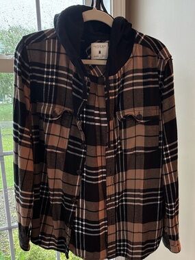 Cactus Man Plaid Hooded Flannel Shirt Jacket